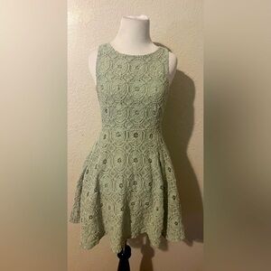 Altar'd State Mint Green Lace Fit-and-Flare Mini Dress